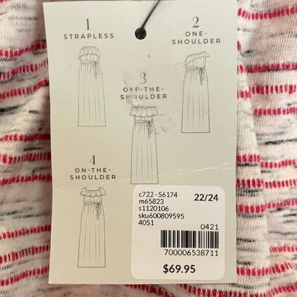 Lane Bryant Wear 4 Ways Off The Shoulder Red & Gray Stripe Dress 22/24 Plus NWT - Picture 8 of 9